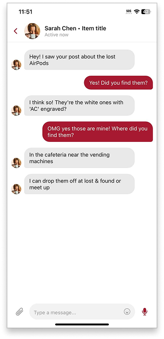 SFU Lost & Found — In-app coordination